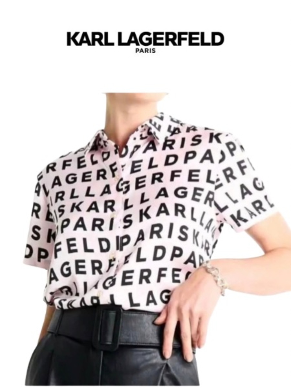 Karl Lagerfeld Pink Letter Print Blouse